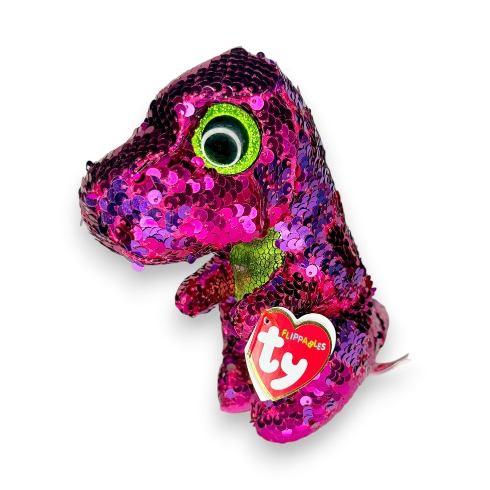 Stompy the Dinosaur | Sparkling T-Rex | Mint Heart Tag TY Flippables
